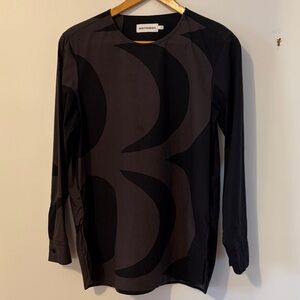 Marimekko Black & Gray Kaivo Women’s cotton blouse